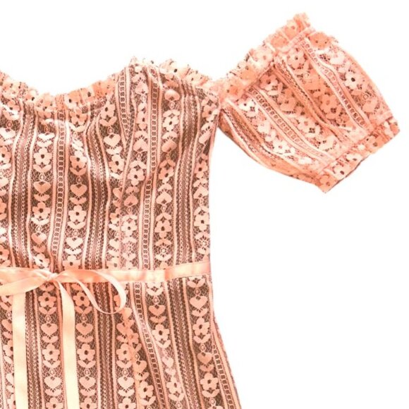 For Love & Lemons Dakota Lace Mini Dress Peach Large Floral Lace Resort Party - Picture 7 of 12